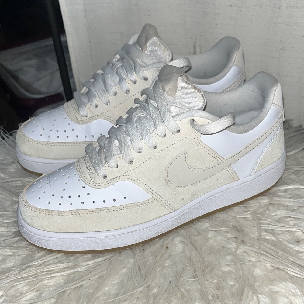 Nike Men’s Low-Top Air Force One Sneakers in White and Cream